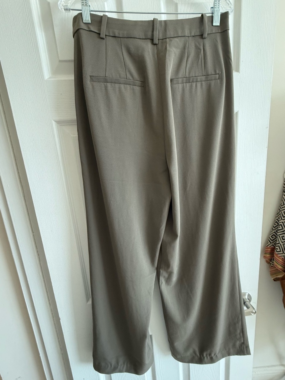 Charcoal Gray Wide Leg Trousers | High Waist Tailored Dress Pants | Minimalist O - Picture 4 of 4